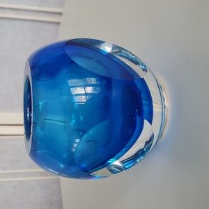 Brand New Votive Blue Art Glass Candle Holder